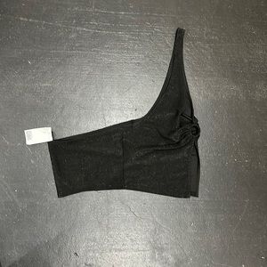One shoulder, shimmery crop top! Super cute for going out.